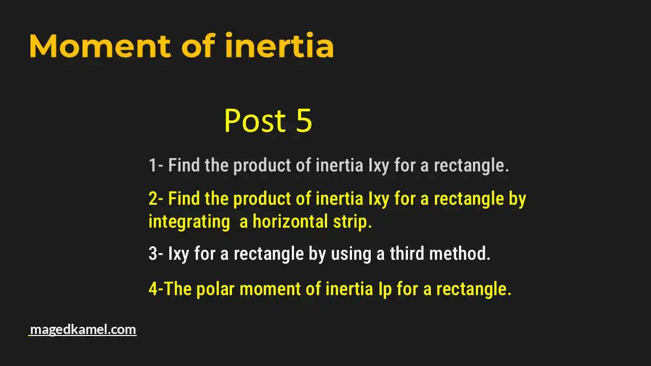 Brief data for post-5-inertia- estimate ixy and Polar moment for a rectangle.