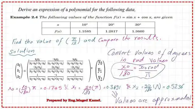 Solved problem#2 of the two solved problems for quadratic interpolation.