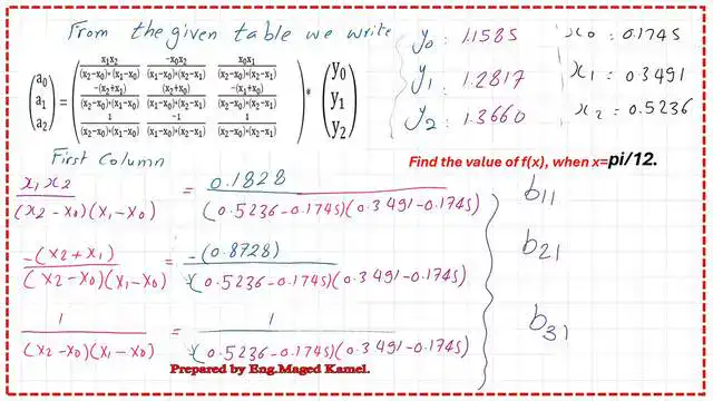 The value of the first column of B matrix.