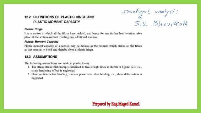 The assumptions of the plastic theory