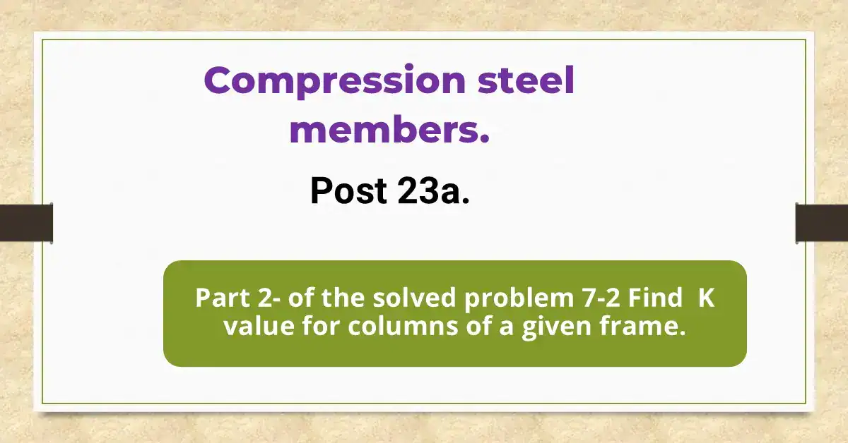 Part 2 of the solved problem 7-2 for K values for columns in a frame.