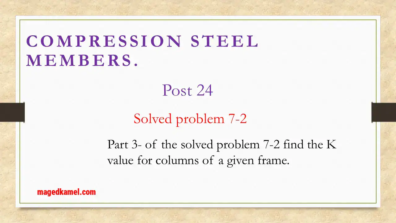 Part 3 of the solved problem 7-2 for K value for a column in a given frame.