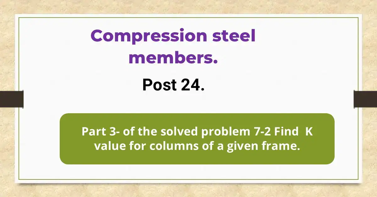 Part 3 of the solved problem 7-2 for K value for a column in a given frame.