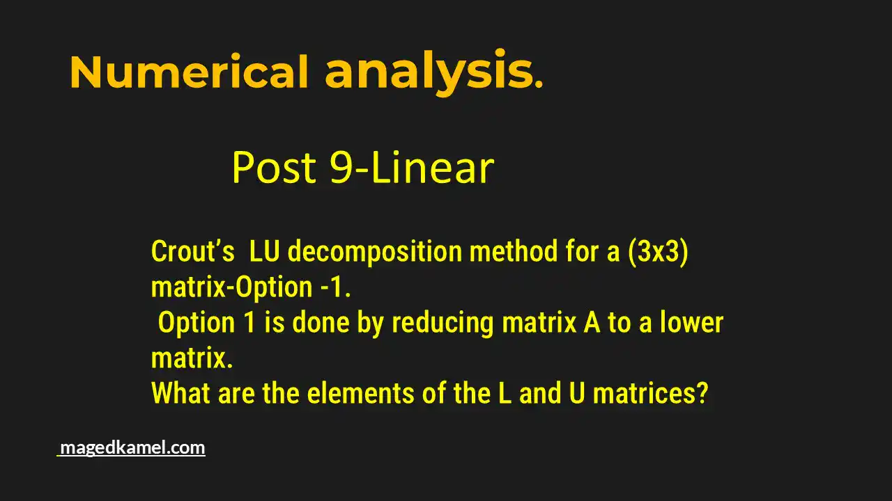 Crout's LU decomposition for a 3x3 matrix-Option 1