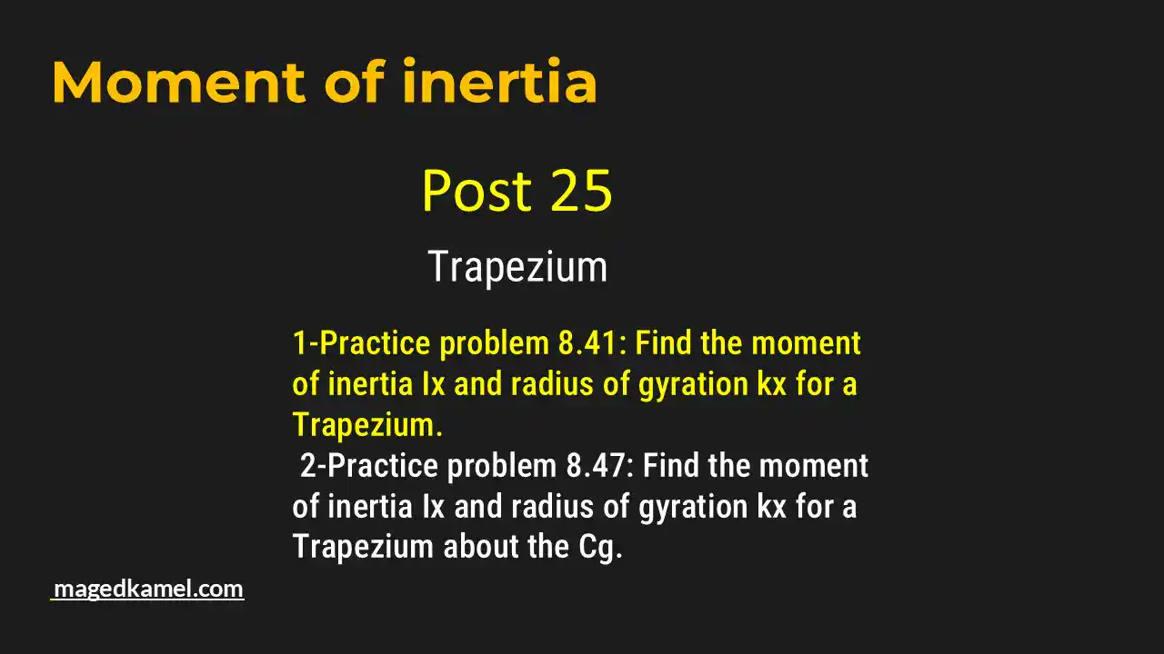 Practice problems for inertia of a trapezium.