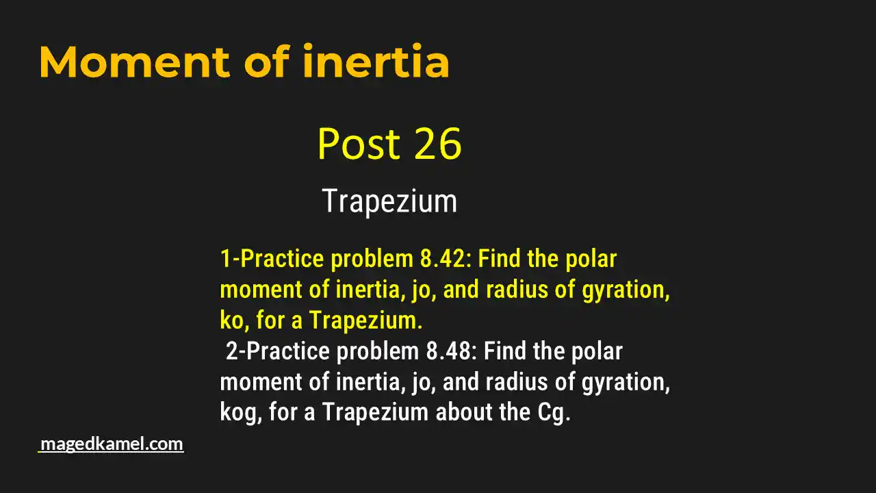 Two practice problems for polar of inertia for a Trapezium