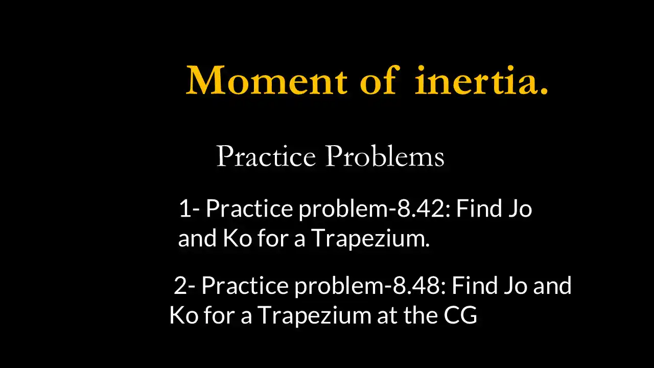 Two practice problems for polar of inertia for a Trapezium