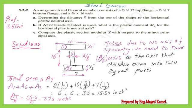 Practice problem 5-2-2 find y bar, Zx, and Zy for the unsymmetric section.