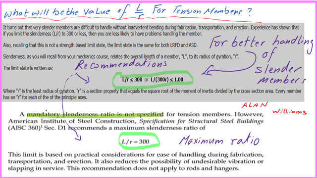 2-slenderness ratio for tension members Slenderness ratio for tension members