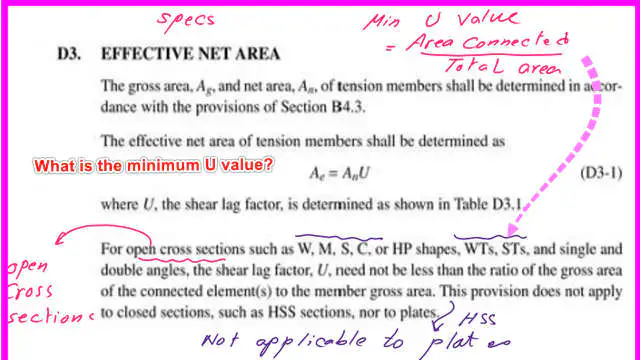 3-Minimum U value What is the minimum U value for shear lag factor?