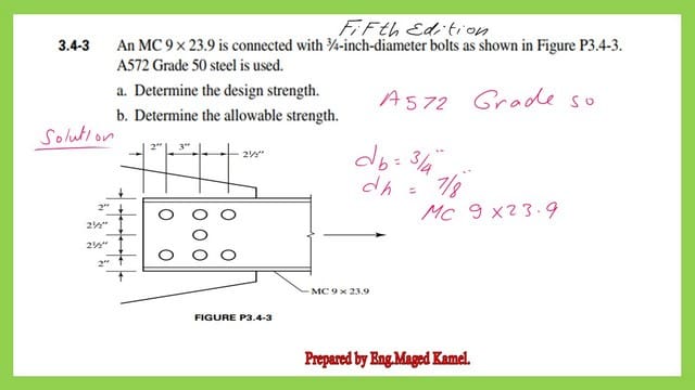 Problem 3-4-3 for staggered bolts-tension members
