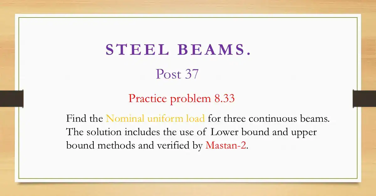 Solved problem 8-33 Find nominal load value for given continuous beams.