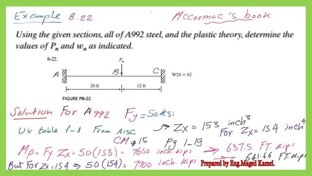 pict- 1-post 35A- steel beam Solved problem 8-22, what is the value for plastic moment?