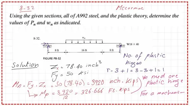 Solved problem 8-32 for Nominal Uniform load.