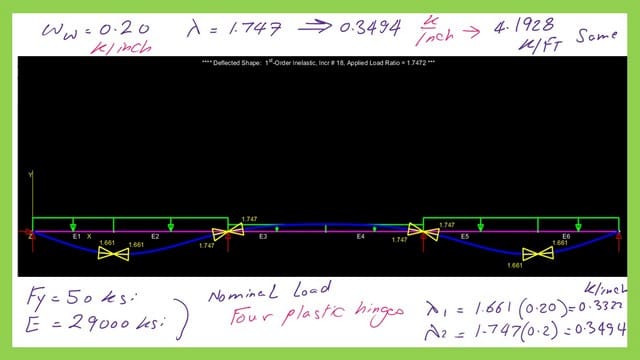 Pict -12-List of steel beam- part 4 Using Mastan-2 for locations of plastic hinges.