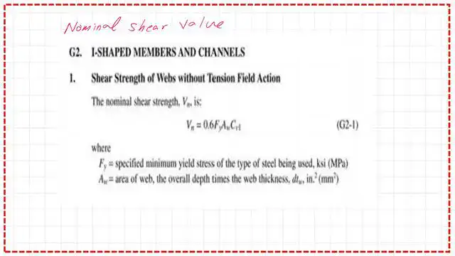 Pict 4-post 22s-steel beam Nominal shear value formula for steel beams.