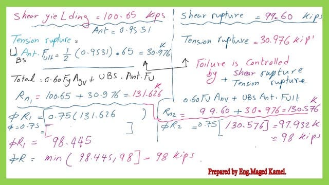 Calculations of the LRFd value for the coped beam case-2.