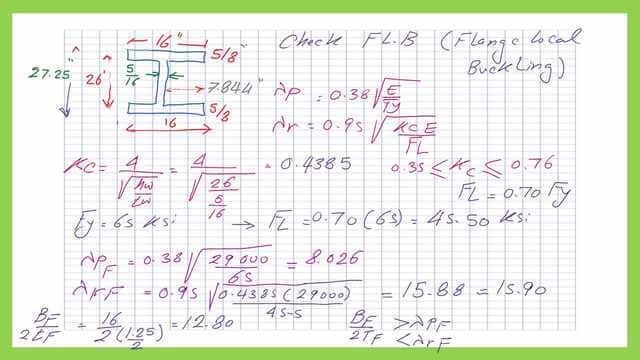 Pict -6-List of steel beam- part 3b. estimate of lambda plastic for flange,lambda r for flange.