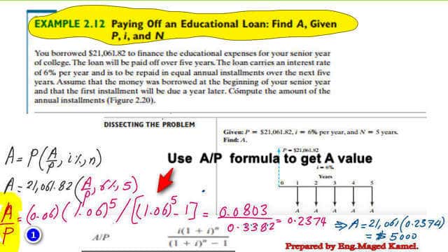 9-Use A-P formula Use A/P formula to find A value.