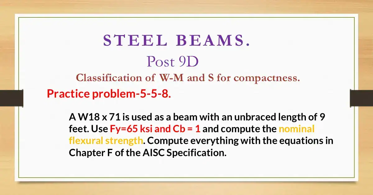 Brief description of the content of post 9d-Find nominal Flexure strength.