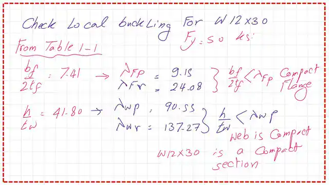 Check whether W12x30 is compact section or not.