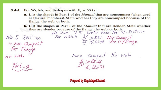 Are there Non compact sections for web for S section with fy=60 ksi?
