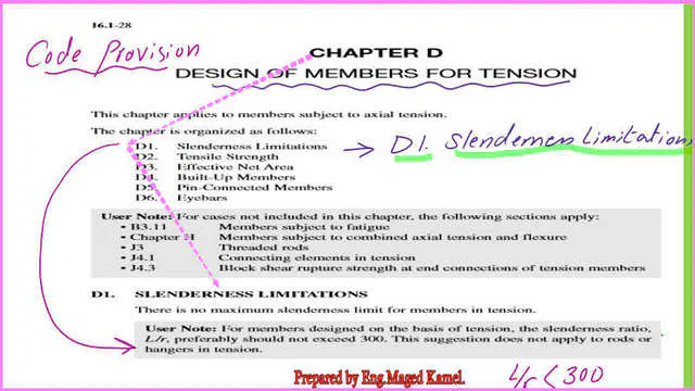 Chapter D for tension members and the different clauses.