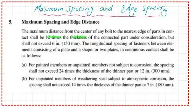 pict -11-post-3-steel connection The maximum spacing between bolts.