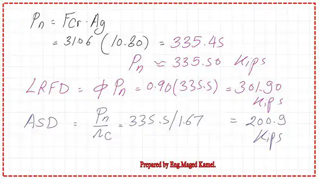 Pict 21-Post 14-comp Factored nominal loads for the HSS column