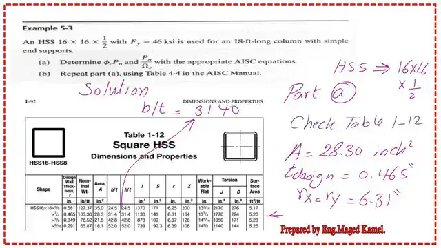 Pict 4-post 13- compression Data for the solved problem 5-3 from Prof. MCcormac’s Handbook.