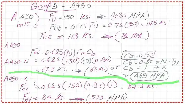 Slide4-post 8a-bearing A Reminder of The shear nominal value for A490-N and X Types.