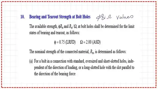 The LRFD and ASD values for Bearing.