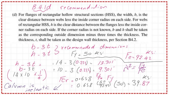 Pict 10-Post 14a-comp The detailed estimate b, h and Fcr values.