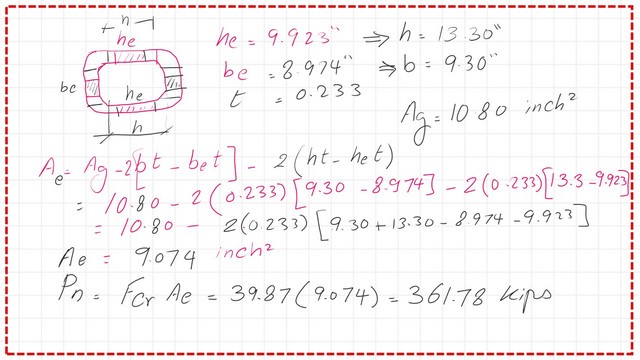 Pict 15-Post 14a-comp The final value of effective area and nominal load.