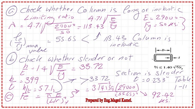 Pict-7A-Post-14a-comp Check whether the HSS section is long or inelastic-slender or not..