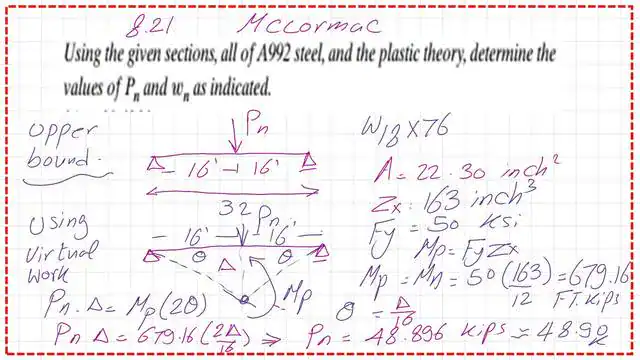page-13-post-31-steel-beam Determine the Nominal load Pn for a given W18x76 beam of length 32 feet.