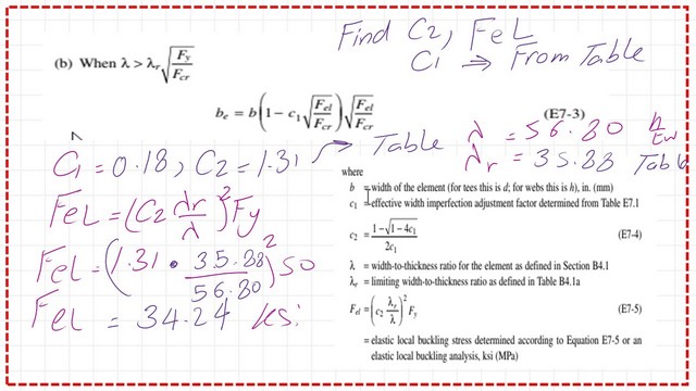 page-15-post-16b-comp Caculate the value of Fel stress for the column.