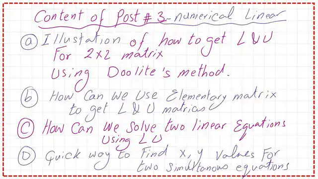 Illustration of the content of post 3-  Numerical linear