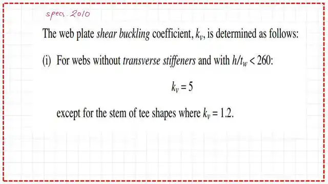 Pict 12-post 22s-steel beam The values for Kv coefficient.