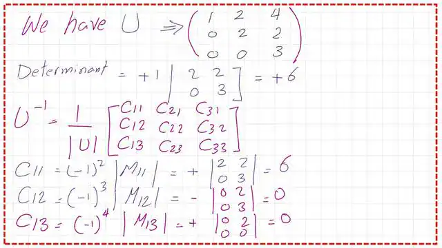 How can we get the inverse of Matrix U using cofactors?
