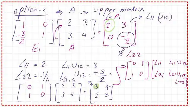 use elementary matrix E1 to get the Upper matrix U.