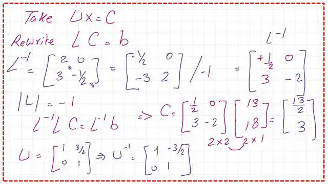 get the data for Matrix C as equal to L-1*b