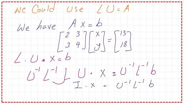 Express vector of unknowns as (U-1*L-1)*b
