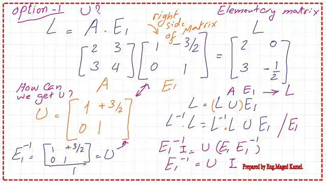 find the Upper matrix by getting the inverse of the elementary matrix E1