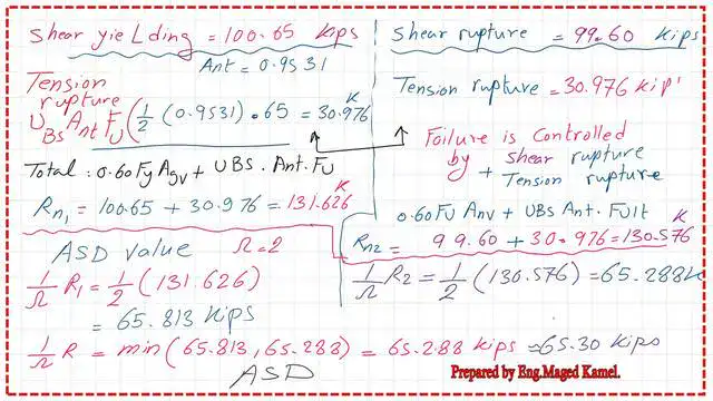 pict -6- post 21-c beam The ASD value for the block shear for coped beam.