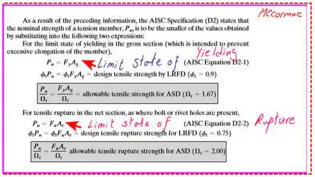 2-Limit state of tensile Yielding and Trnsile rupture