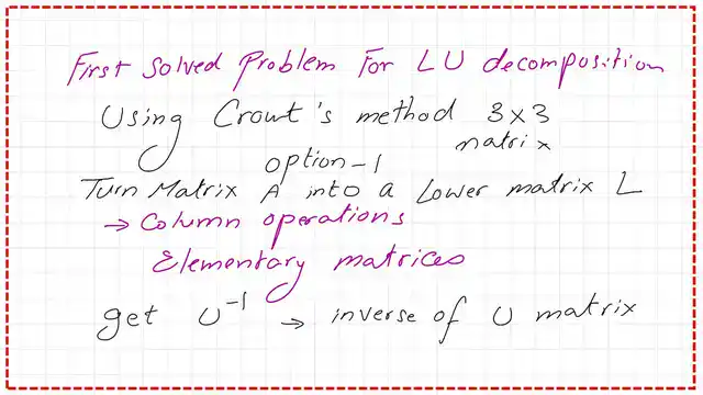 introduction to the first solved problem for LU using option 1.