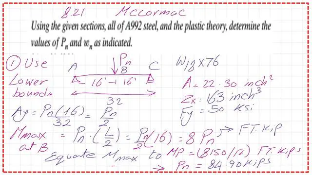 page 12-post 31-steel beam Use lower bound method to get the value of Nominal load