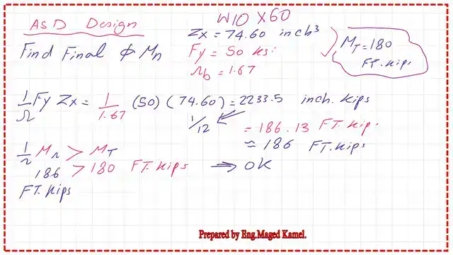 page 18-post 30-steel beam ASD design check the factored moment.