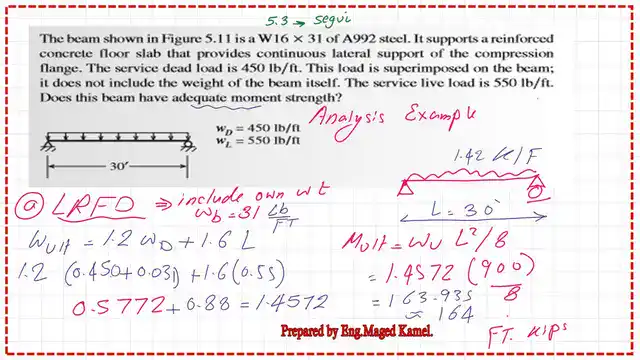 pict 2-post 8- steel beam Estimate the ultimate load and Ultimate Moment.